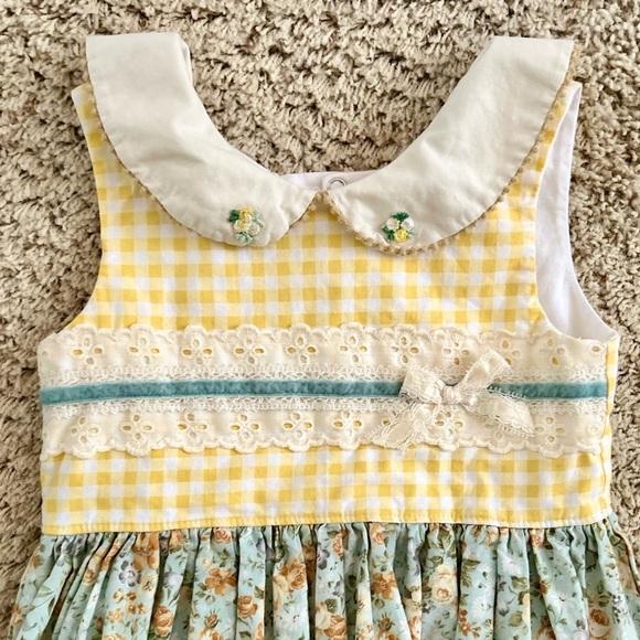 JK Heirloom Yellow Floral Girls Boutique Dress Size 6 - Picture 7 of 13